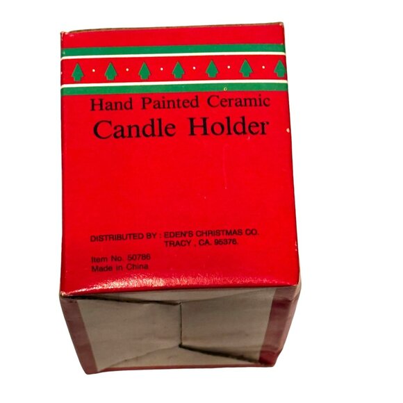 Vintage Ceramic Christmas Tree Tea Light Holder With Snowman Design - Picture 13 of 15